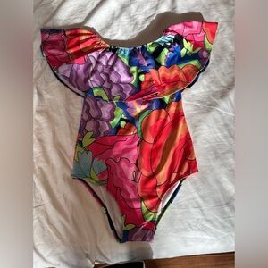 Vibrant Floral Women's One-Piece Swimsuit Flores del Istmo Draco Sz S